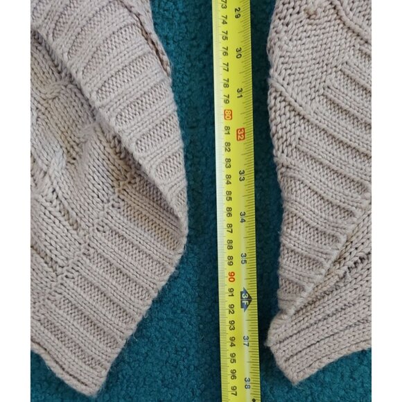 Double Zero Cardigan Women's Tan Long Sleeve Open Boho Knit Sweater Size Medium - Picture 4 of 6